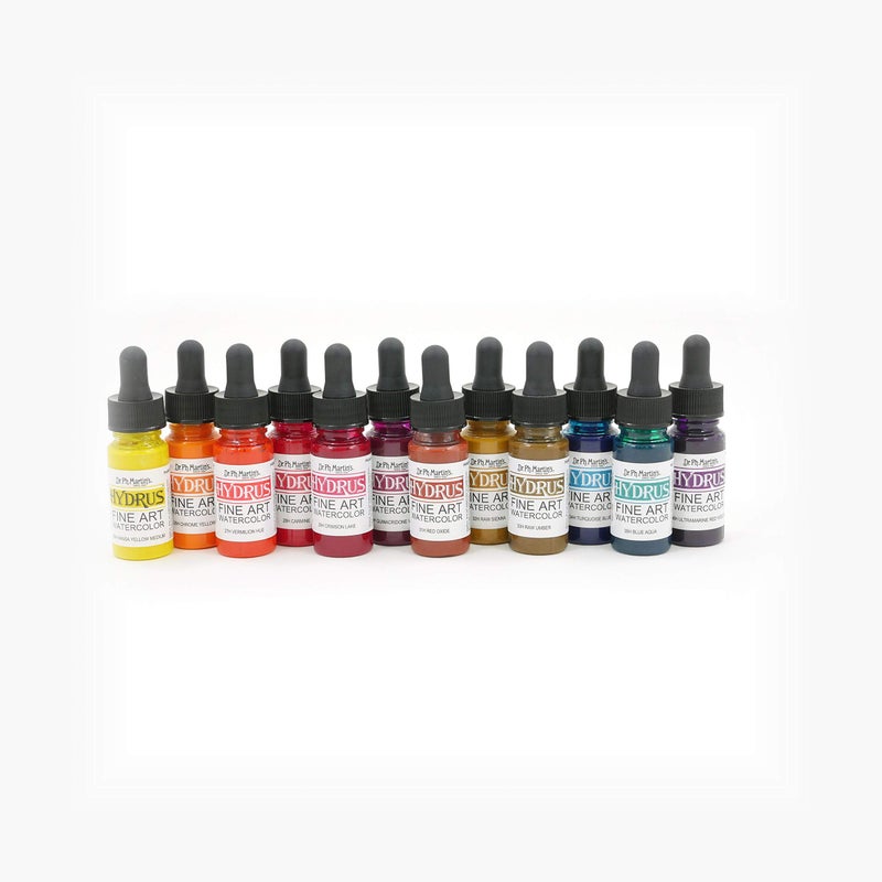 Dr. Ph. Martin's Hydrus Fine Art Watercolor (Set 3) Watercolor Set, 0.5 oz, Set 3 Colors, 1 Set of 12 Bottles - Image 4